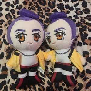 Purple-Haired Plush Doll with Yellow Jacket - Kids Stuffed Toy- Set Of 2